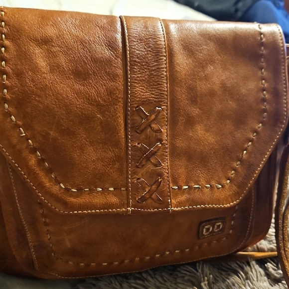 BEDSTU Brown Leather Crossbody Bag with Decorative Stitching - Picture 2 of 11